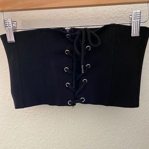 Black lace up tube top
